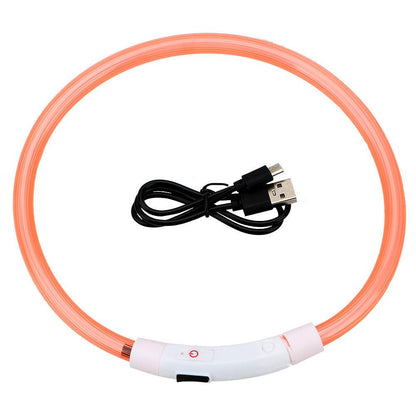 Usb Rechargeable Glow-In-The-Dark Pet Collar With Three Flashing Modes
